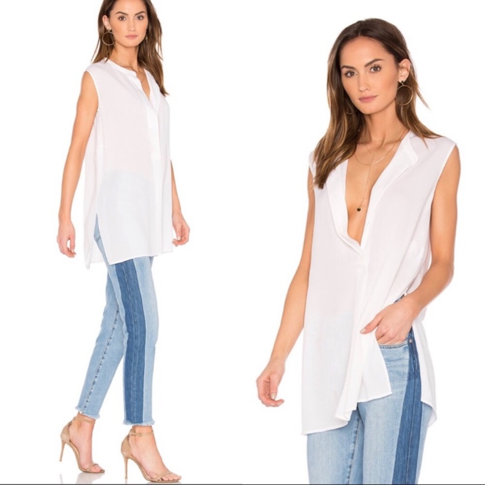 Vince white cream silk tunic xs